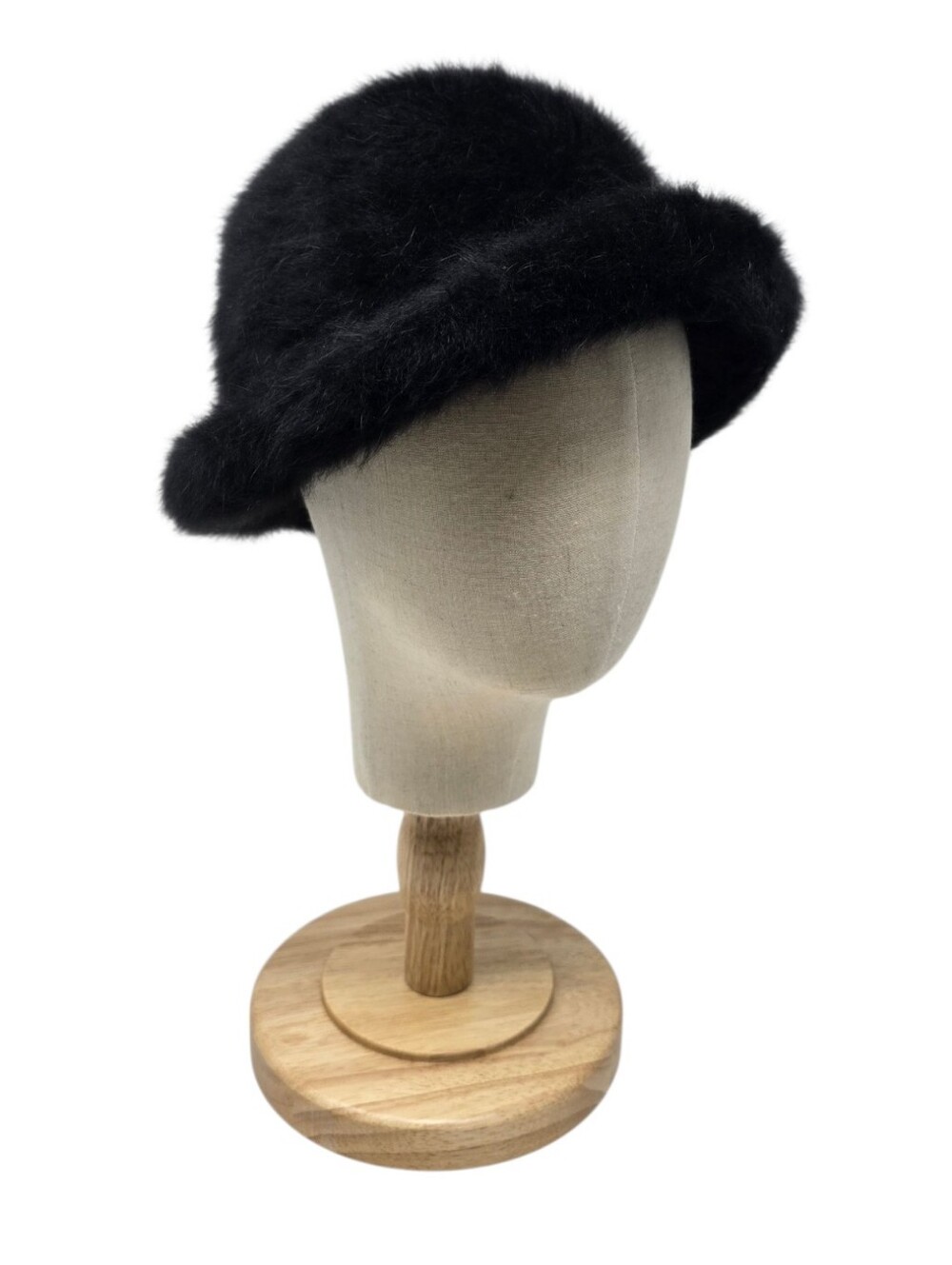 Vintage Marzi For Neiman Marcus Rabbit Fur Kangaroo Side Swept Brim Hat Black